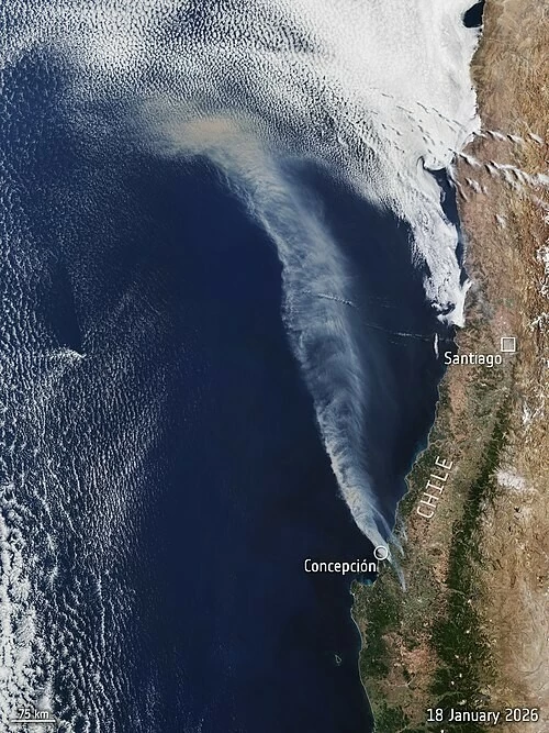 Ảnh vệ tinh các vụ cháy rừng ở Chile vào ngày 18/1 (Nguồn: Sentinel-3) Ảnh vệ tinh các vụ cháy rừng ở Chile vào ngày 18/1 (Nguồn: Sentinel-3)