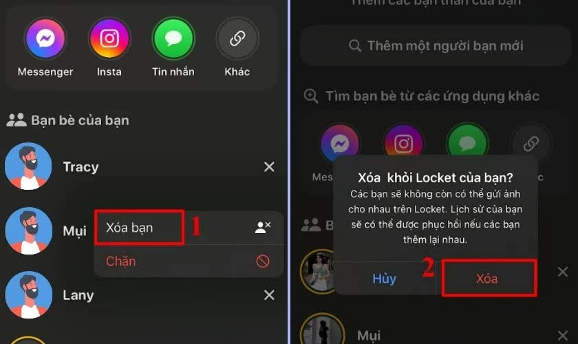 Chọn “Xóa bạn” để xác nhận. 
