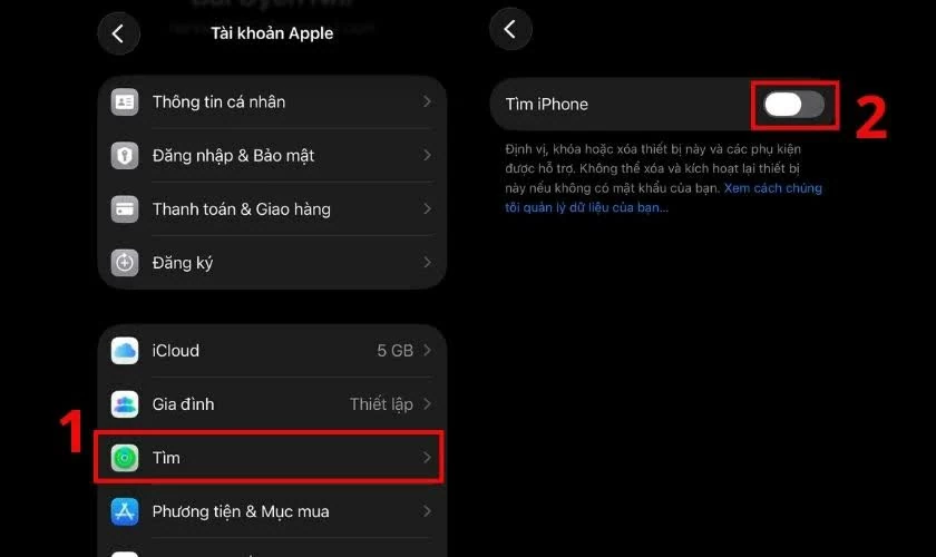 Sao lưu dữ liệu và tắt Find My iPhone. Sao lưu dữ liệu và tắt Find My iPhone.