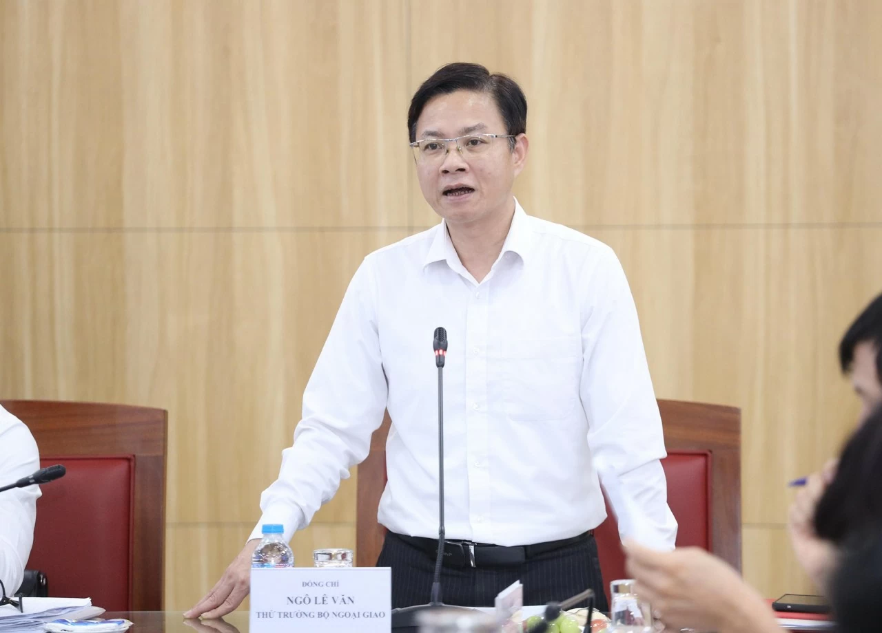 Thứ trưởng Ngoại giao Ngô Lê Văn phát biểu kết luận Hội thảo. (Ảnh: Thành Long)
