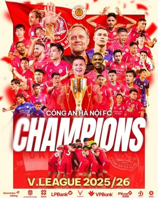 CAHN chính thức lên ngôi vô địch V-League 2025/26