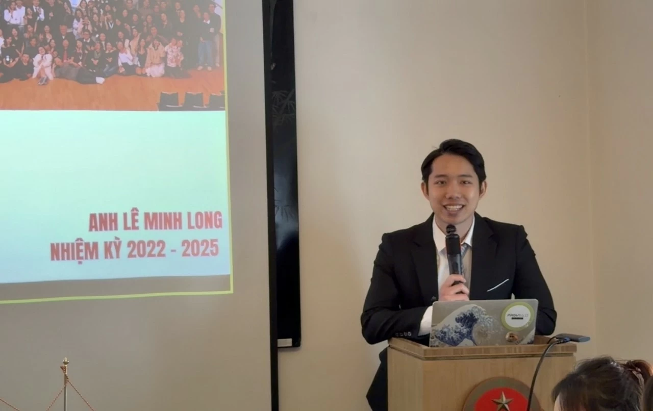 Anh Lê Minh Long, Chủ tịch VSAF nhiệm kỳ 2023-2025 đã tổng kết những hoạt động nổi bật của hội trong thời gian qua. (Ảnh: Hồng Trí)