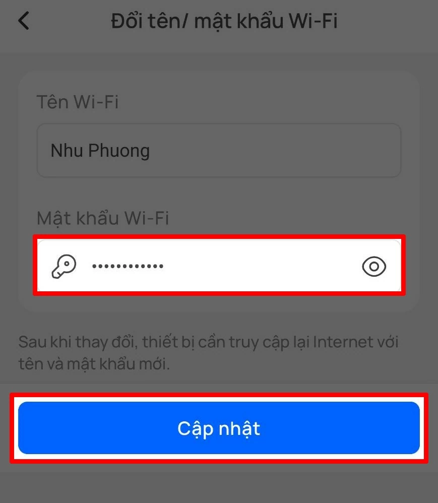 Nhập mật khẩu mới mà bạn muốn sử dụng. 