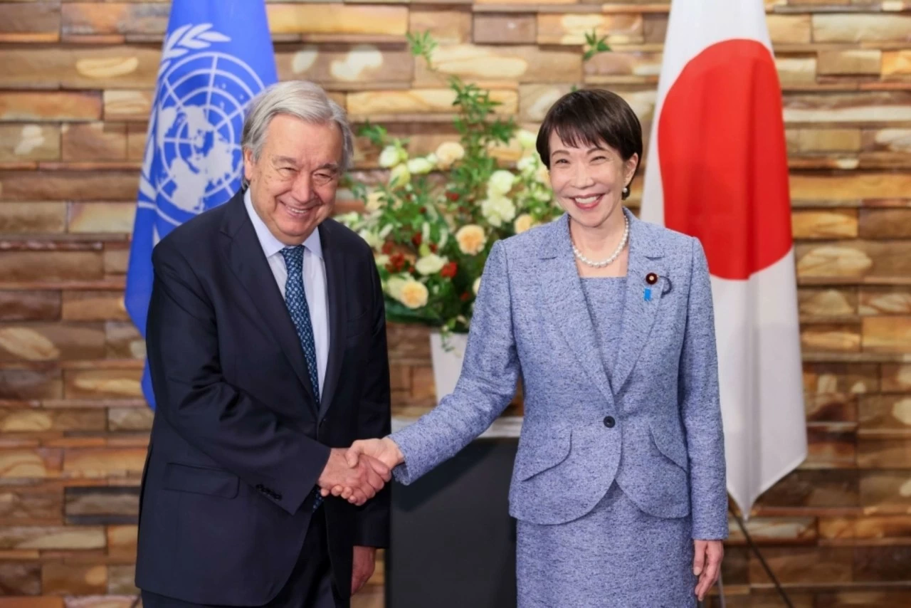 Thủ tướng Nhật Bản Takaichi Sanae và Tổng Thư ký Liên Hợp Quốc António Guterres đang ở thăm Nhật Bản đã có cuộc hội kiến tại Tokyo. (Nguồn: Văn phòng Công vụ Nội các Nhật Bản)