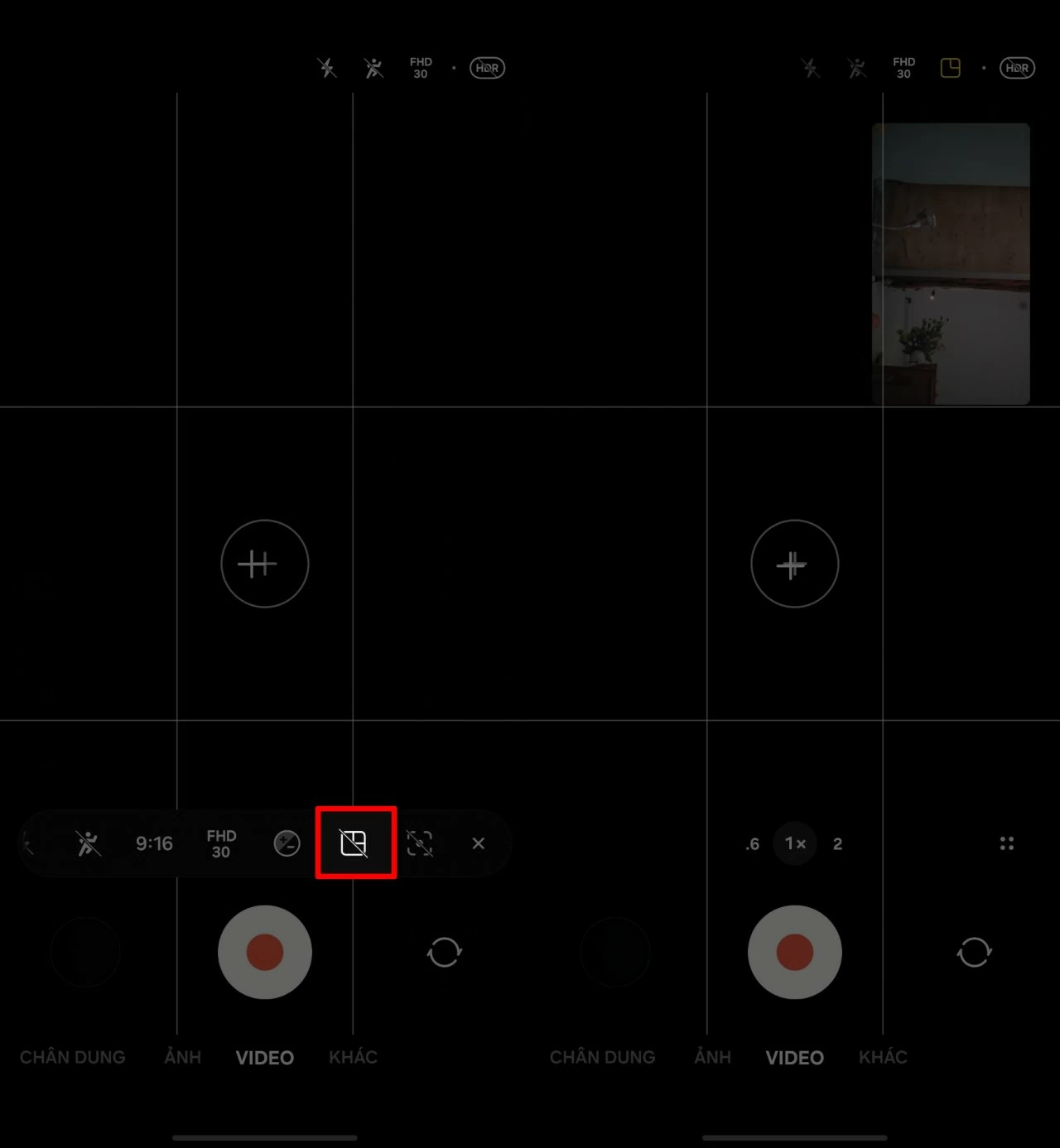 Sau khi thiết lập xong, quay lại giao diện quay video chính.