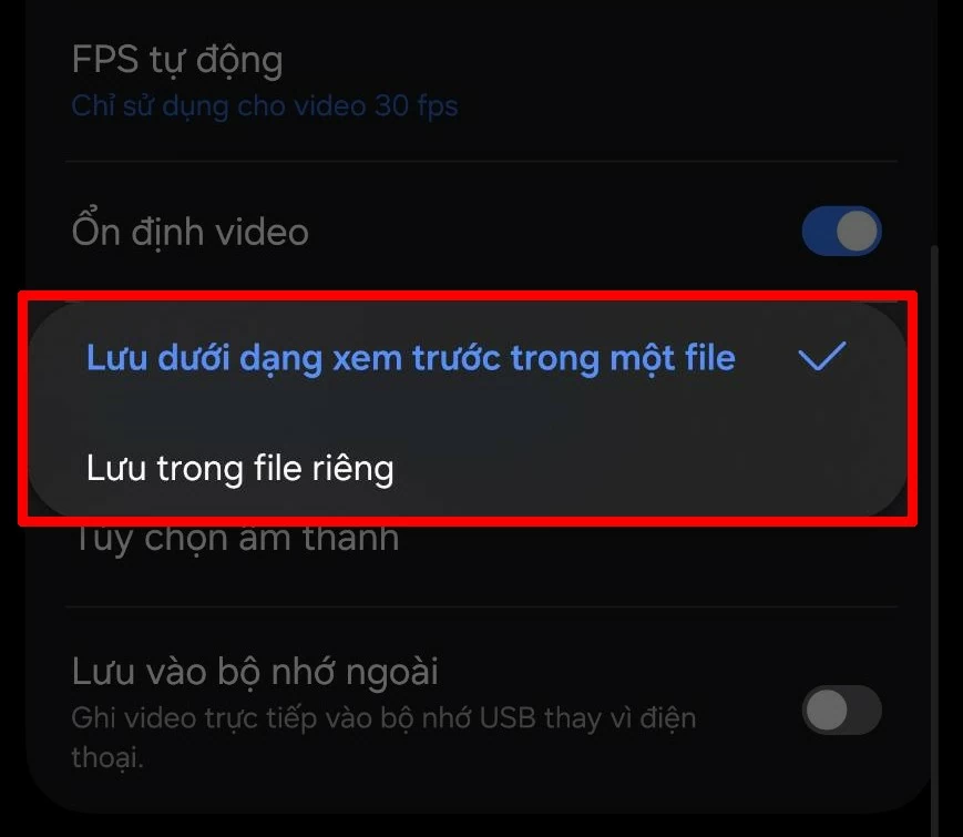 Ở phần cài đặt này, bạn có thể lựa chọn cách lưu video theo nhu cầu.