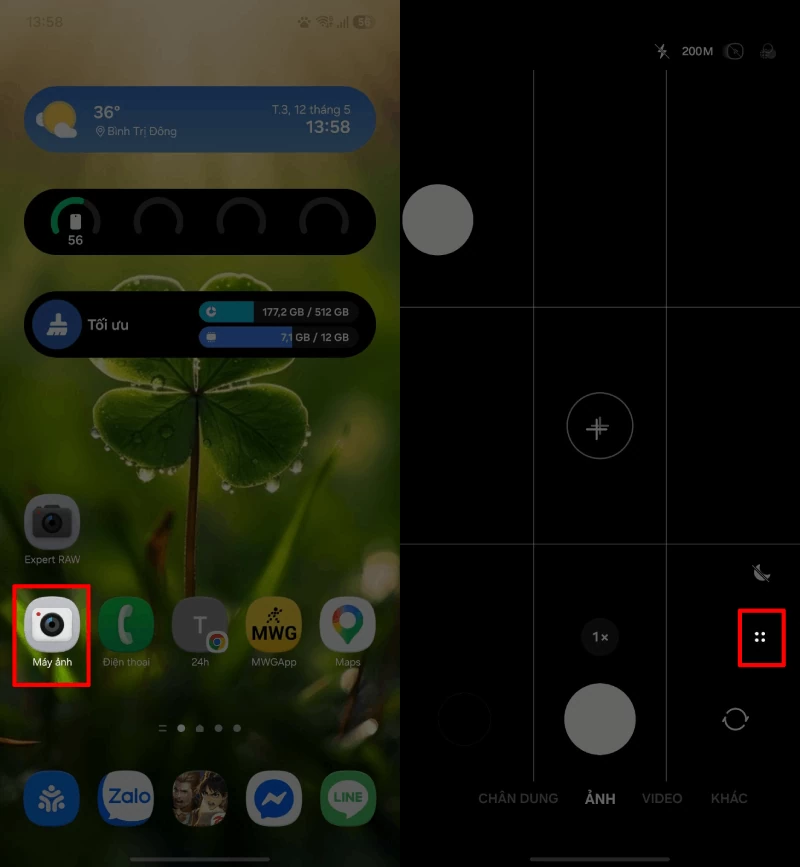 Đầu tiên, mở ứng dụng Máy ảnh trên điện thoại Android của bạn.