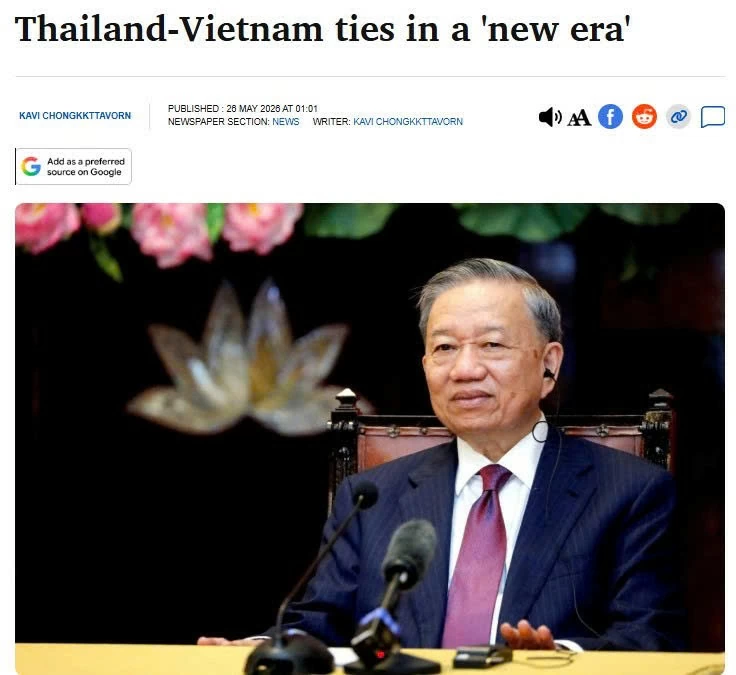 Bài viết của chuyên gia Kavi Chongkittavorn đăng trên Bangkok Post ngày 26/5. (Ảnh: Lan Băng)