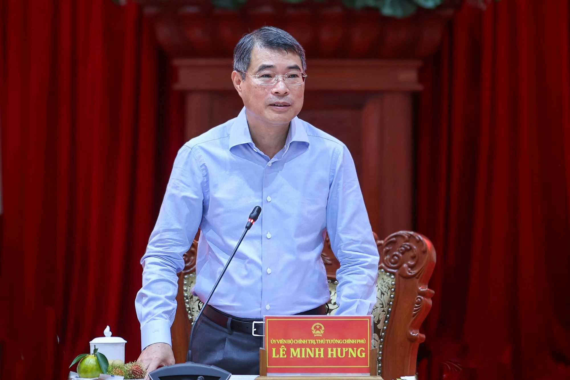 Thủ tướng Lê Minh Hưng phát biểu tại cuộc làm việc với Ban Thường vụ Tỉnh ủy Đồng Tháp - Ảnh: VGP/Nhật Bắc