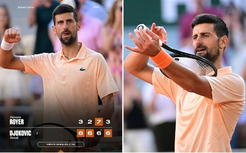 Djokovic vào vòng 3 Roland Garros và lập kỷ lục mới