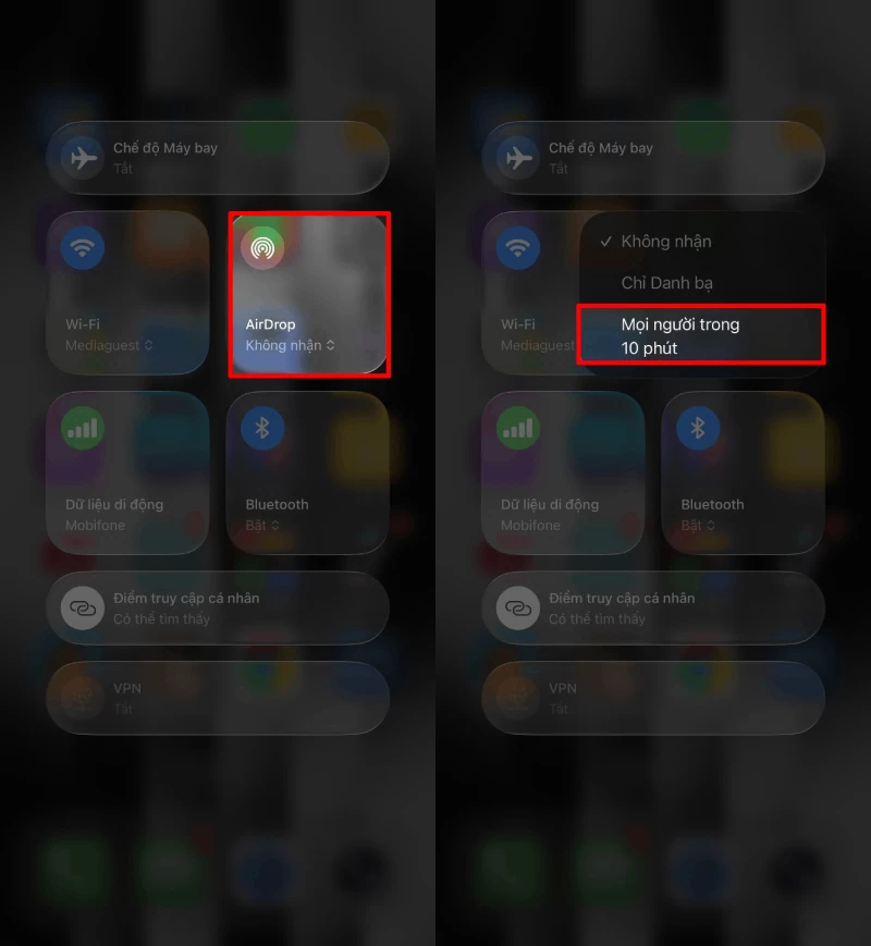 Trên iPhone, vuốt mở Trung tâm điều khiển. Trên iPhone, vuốt mở Trung tâm điều khiển.