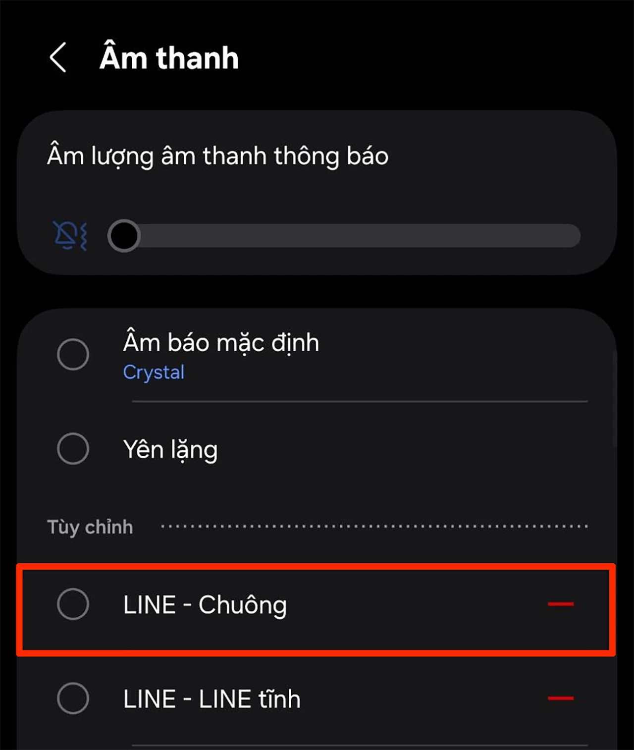 Cuối cùng, chọn âm thông báo phù hợp. Cuối cùng, chọn âm thông báo phù hợp.