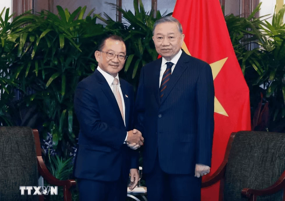 Tổng Bí thư, Chủ tịch nước Tô Lâm hội kiến Chủ tịch Quốc hội Singapore Seah Kian Peng. (Nguồn: TTXVN)