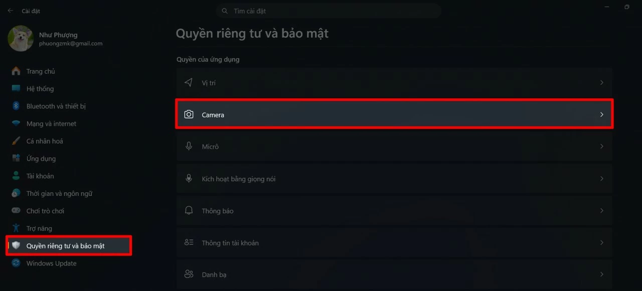 Chọn Quyền riêng tư và bảo mật (Privacy & Security). Chọn Quyền riêng tư và bảo mật (Privacy & Security).