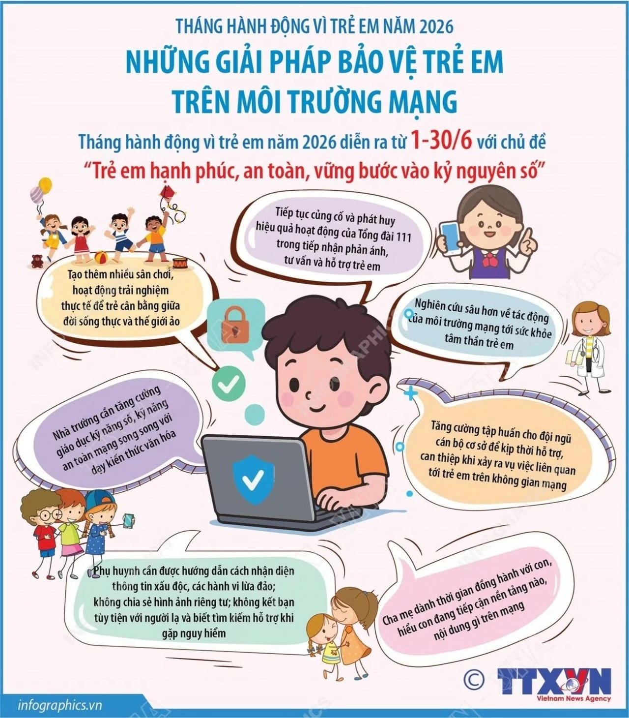 Tháng hành động vì trẻ em: Hạnh phúc, an toàn, vững bước vào kỷ nguyên số