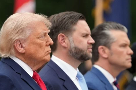 Tổng thống Mỹ Donald Trump, Phó Tổng thống JD Vance và Bộ trưởng Quốc phòng Pete Hegseth. (Nguồn: AP)