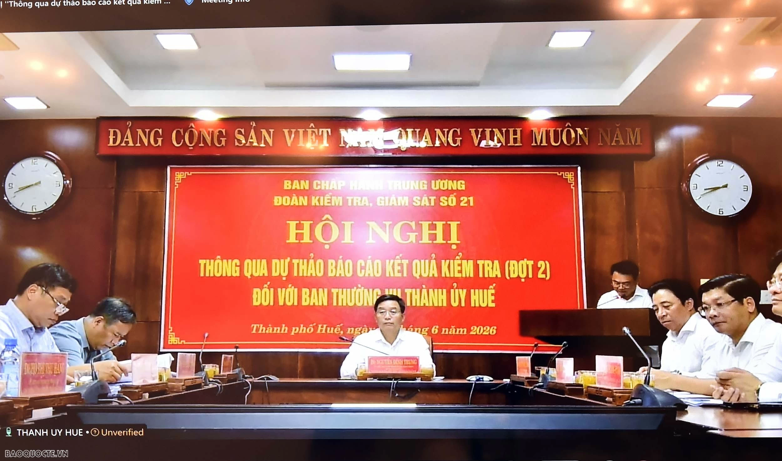 Thông qua Dự thảo báo cáo kết quả kiểm tra, giám sát đợt 2 đối với Ban Thường vụ Thành ủy Huế