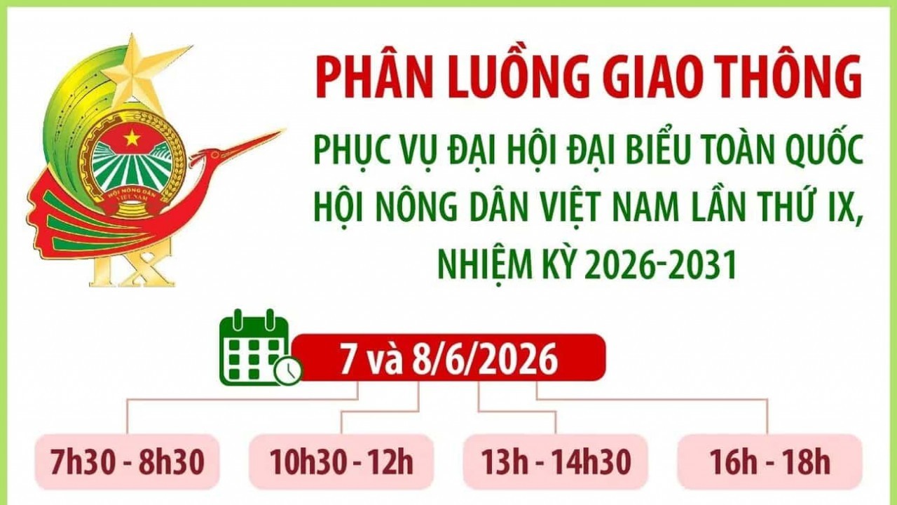 Công an Hà Nội phân luồng giao thông phục vụ Đại hội Hội Nông dân Việt Nam lần thứ IX