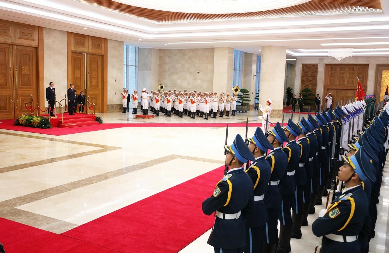 Trụ sở Chính phủ, nơi diễn ra Lễ đón chính thức Thủ tướng Slovakia Robert Fico. (Ảnh: Thành Long)