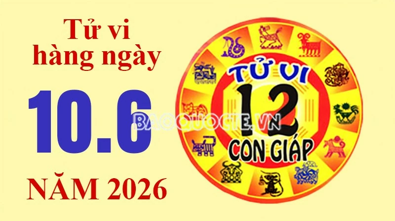Tử vi hôm nay, xem tử vi 12 con giáp hôm nay ngày 10/6/2026: Tử vi hôm nay, xem tử vi 12 con giáp hôm nay ngày 10/6/2026: