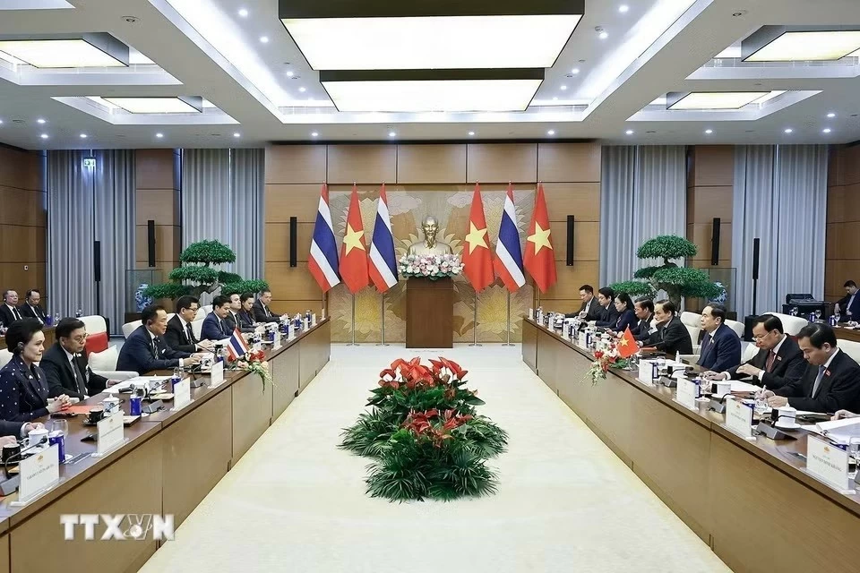 Chủ tịch Quốc hội Trần Thanh Mẫn hội kiến Thủ tướng Thái Lan Anutin Charnvirakul thăm chính thức Việt Nam và tham dự Diễn đàn Tương lai ASEAN lần thứ ba. (Nguồn: TTXVN) Chủ tịch Quốc hội Trần Thanh Mẫn hội kiến Thủ tướng Thái Lan Anutin Charnvirakul thăm chính thức Việt Nam và tham dự Diễn đàn Tương lai ASEAN lần thứ ba. (Nguồn: TTXVN)