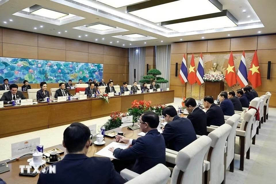 Chủ tịch Quốc hội Trần Thanh Mẫn hội kiến Thủ tướng Thái Lan Anutin Charnvirakul thăm chính thức Việt Nam và tham dự Diễn đàn Tương lai ASEAN lần thứ ba. (Nguồn: TTXVN) Chủ tịch Quốc hội Trần Thanh Mẫn hội kiến Thủ tướng Thái Lan Anutin Charnvirakul thăm chính thức Việt Nam và tham dự Diễn đàn Tương lai ASEAN lần thứ ba. (Nguồn: TTXVN)