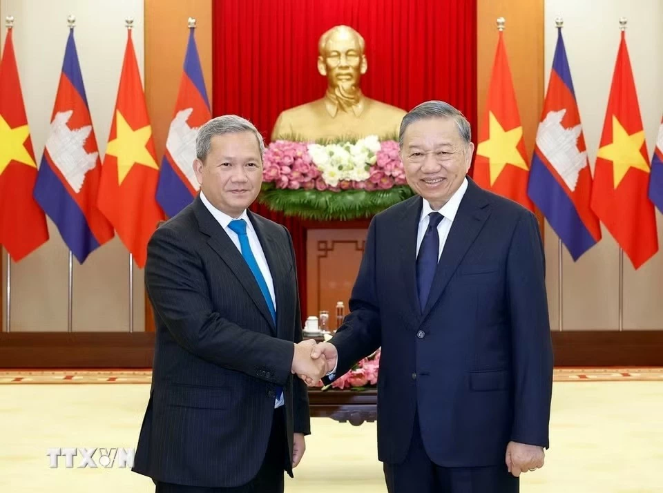 Tổng Bí thư, Chủ tịch nước Tô Lâm tiếp Thủ tướng Campuchia Hun Manet. (Nguồn: TXVN)