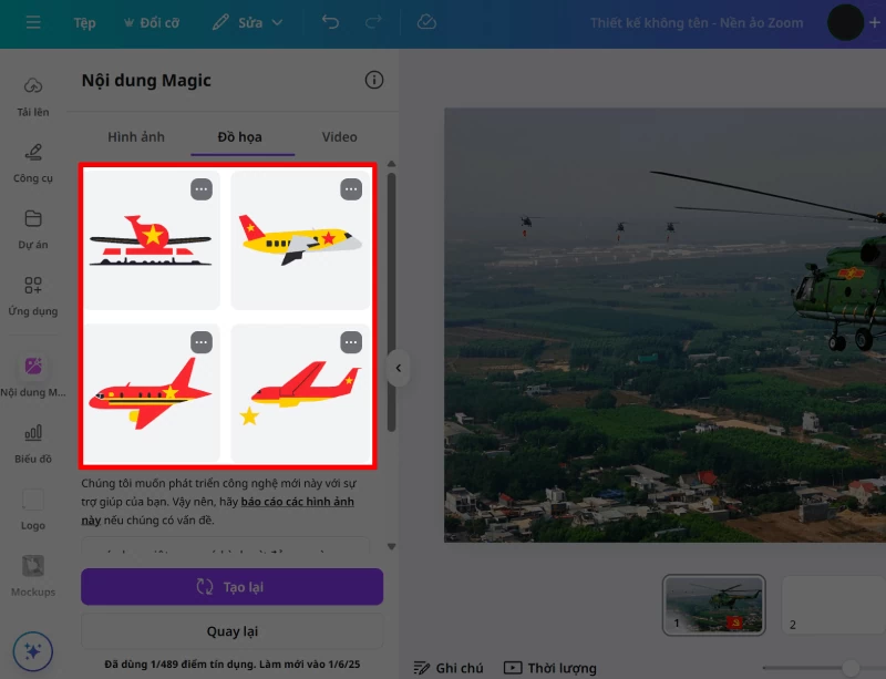 Chờ Canva xử lý trong vài giây, sau đó chọn mẫu đồ họa phù hợp.