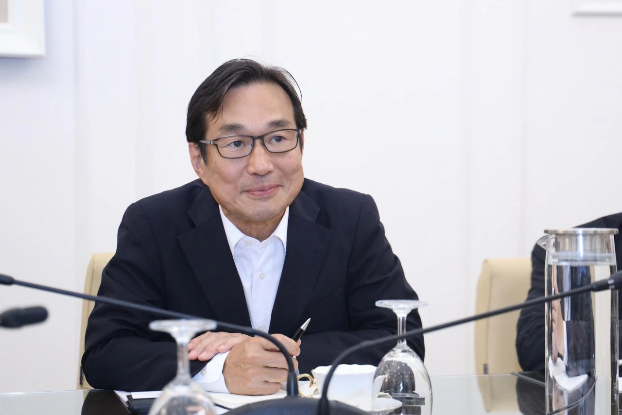 ông Atsuhiko Hirano, Giám đốc đại diện kiêm Phó Chủ tịch Công ty Idemitsu Kosan phát biểu tại buổi làm việc. (Ảnh: Thành Long)