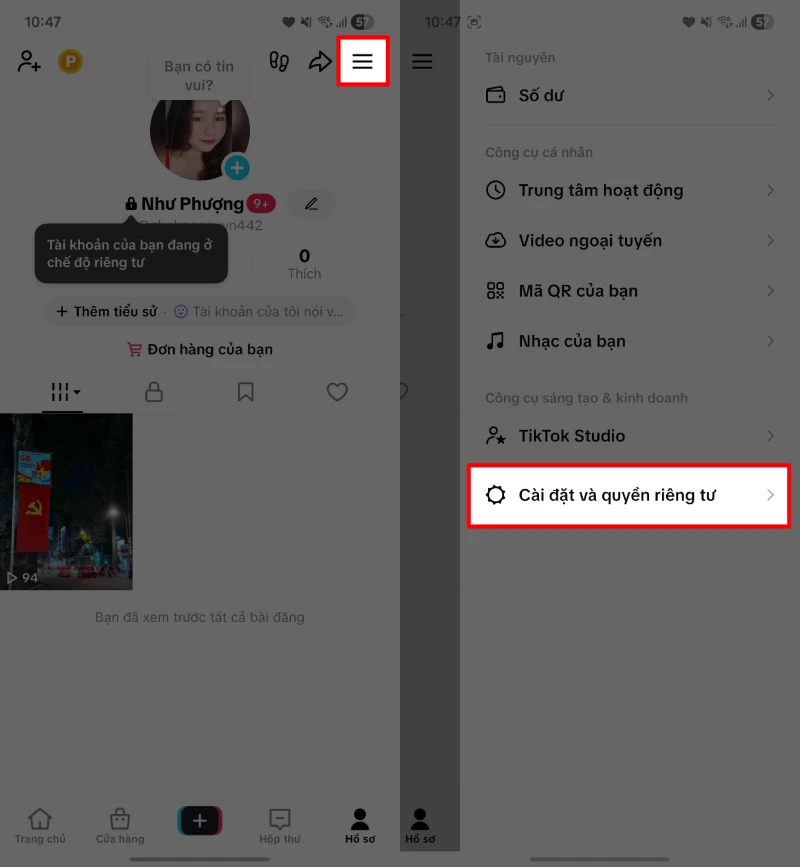 Trước tiên, bạn mở ứng dụng TikTok.
