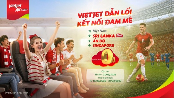 Vietjet mở bán 40.000 vé Eco giá từ 0 đồng trên đường bay 
TP.HCM – Colombo (Sri Lanka)