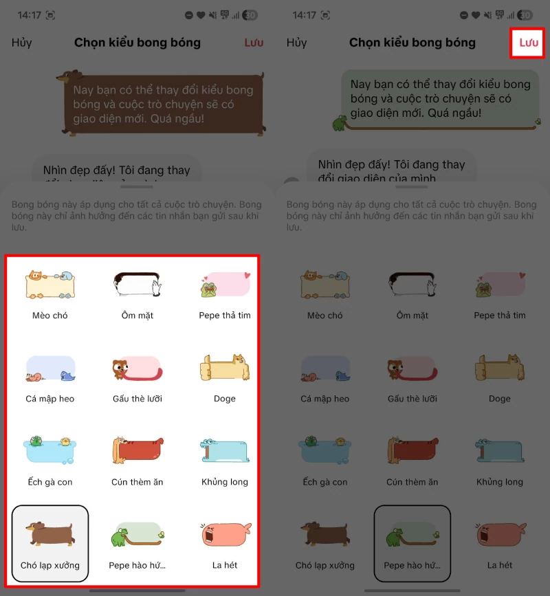 Trong cửa sổ trò chuyện, nhấn giữ vào một tin nhắn bất kỳ.
