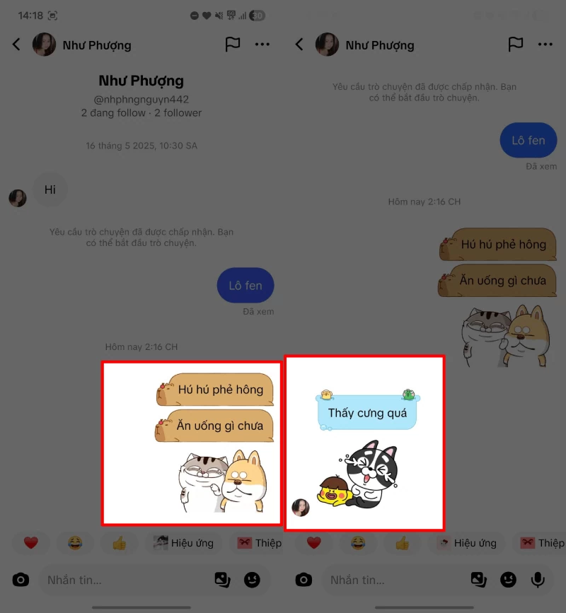 Kéo xem các mẫu bóng chat mà TikTok cung cấp.