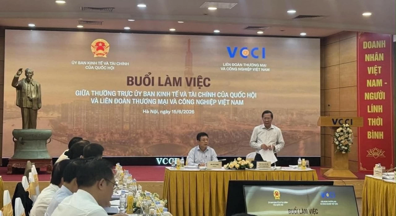 Buổi làm việc giữa Thường trực Ủy ban Kinh tế và Tài chính của Quốc hội và VCCI. (Nguồn: HANOISME)