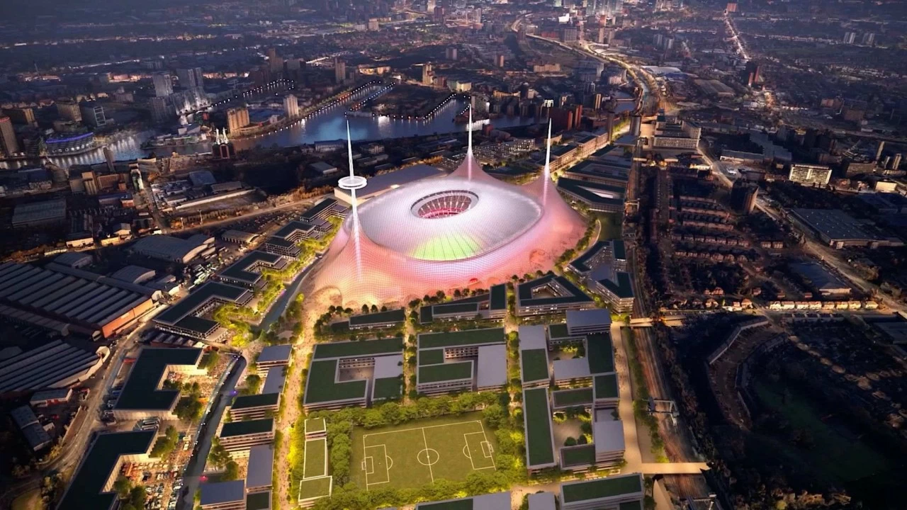 Ảnh mô phỏng bằng máy tính về sân vận động 100.000 chỗ ngồi do Manchester United đề xuất. (Nguồn: Manchester United)