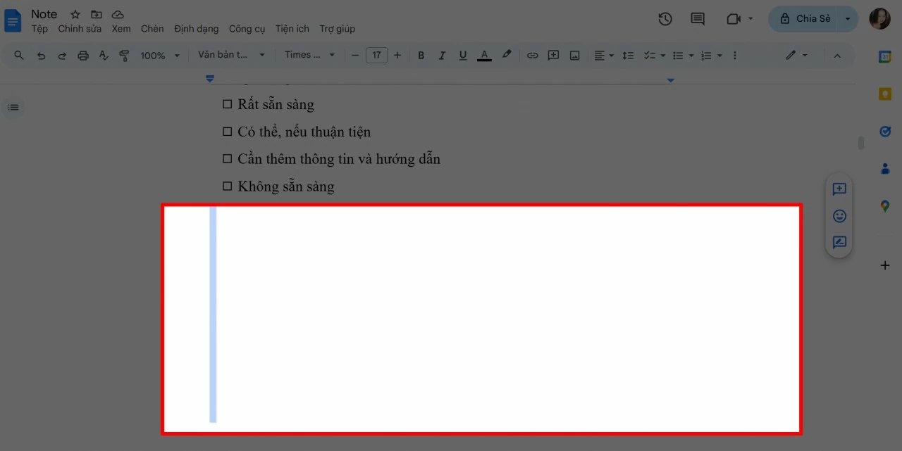 Tiến hành xóa trang trắng bằng phím Delete.