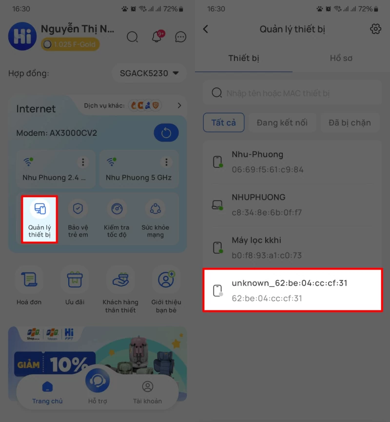Mở ứng dụng Hi FPT trên điện thoại