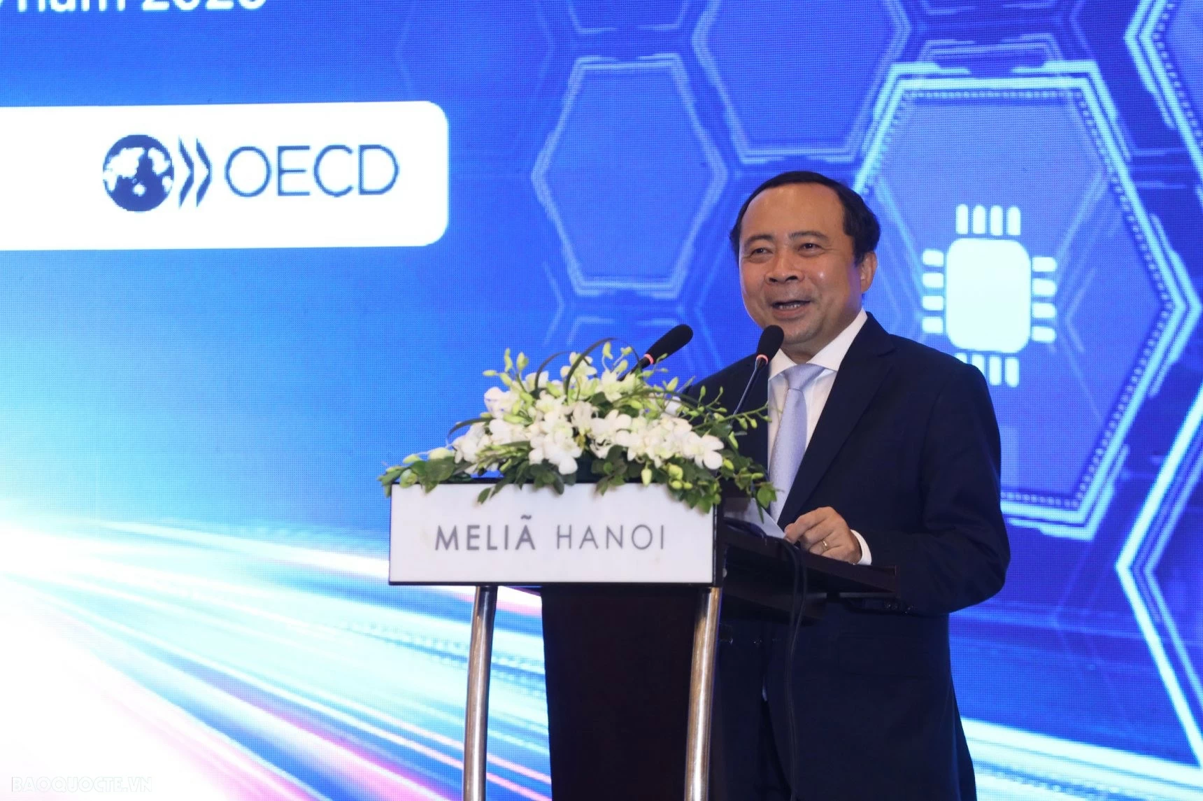Bộ trưởng Bộ Khoa học và Công nghệ Vũ Hải Quân phát biểu tại Diễn đàn. (Ảnh: Thành Long)