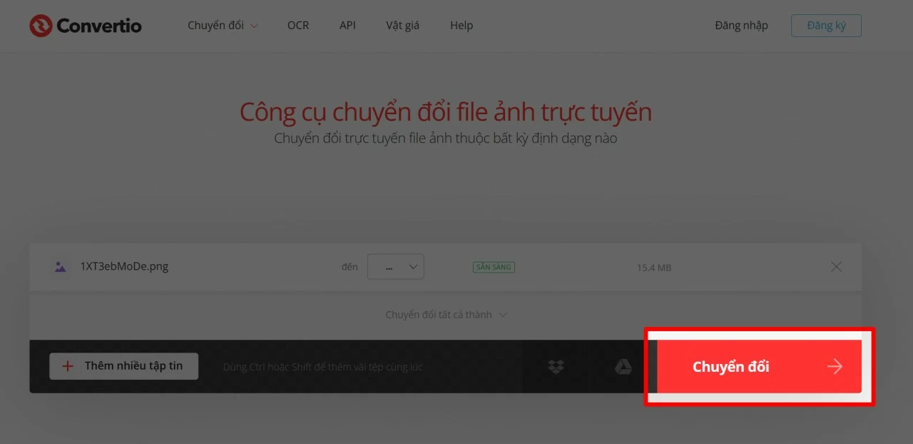 Nhấn Chuyển đổi, chờ hệ thống xử lý.