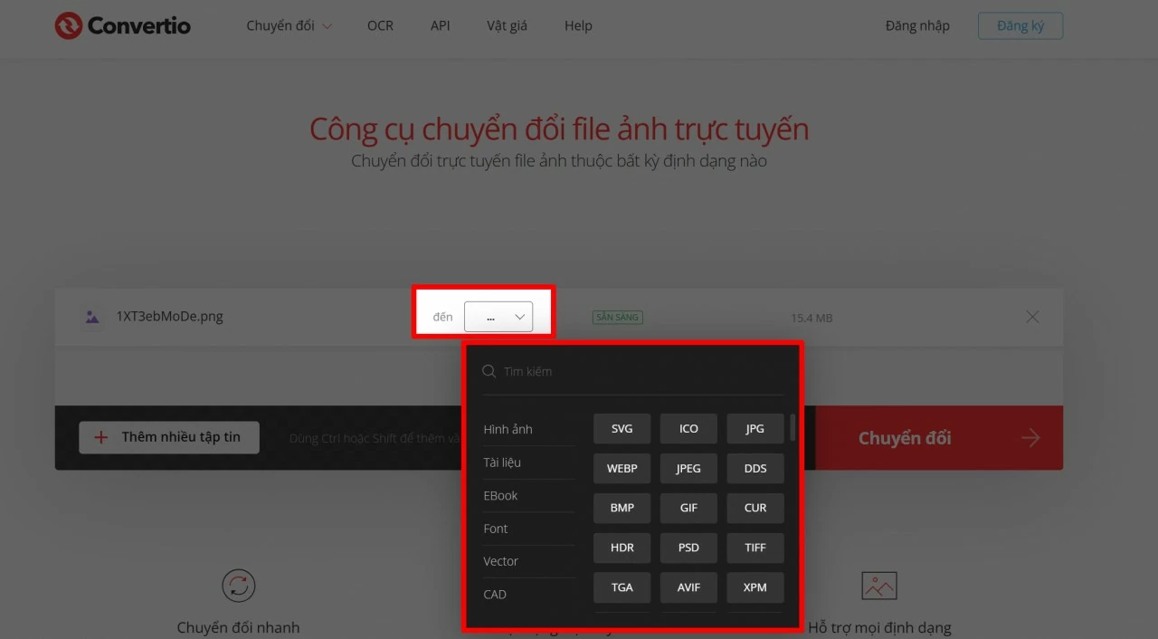  Chọn định dạng đầu ra phù hợp.
