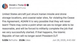 Tổng thống Mỹ: 'Iran sẽ không còn tồn tại' nếu căng thẳng leo thang