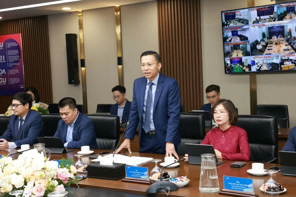 Ông Phạm Như Ánh - Tổng giám đốc MB phát biểu tại sự kiện. MB và cơ quan thuế ký kết hợp tác, lấy người nộp thuế làm trung tâm, lấy chuyển đổi số làm nền tảng