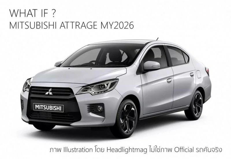 Điểm nhấn lớn nhất trên Mitsubishi Attrage 2026 nằm ở phần đầu xe với lưới tản nhiệt được thiết kế lại. Điểm nhấn lớn nhất trên Mitsubishi Attrage 2026 nằm ở phần đầu xe với lưới tản nhiệt được thiết kế lại.