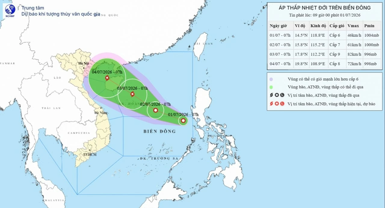 Áp thấp nhiệt đới trên Biển Đông có khả năng mạnh thành bão Áp thấp nhiệt đới trên Biển Đông có khả năng mạnh thành bão