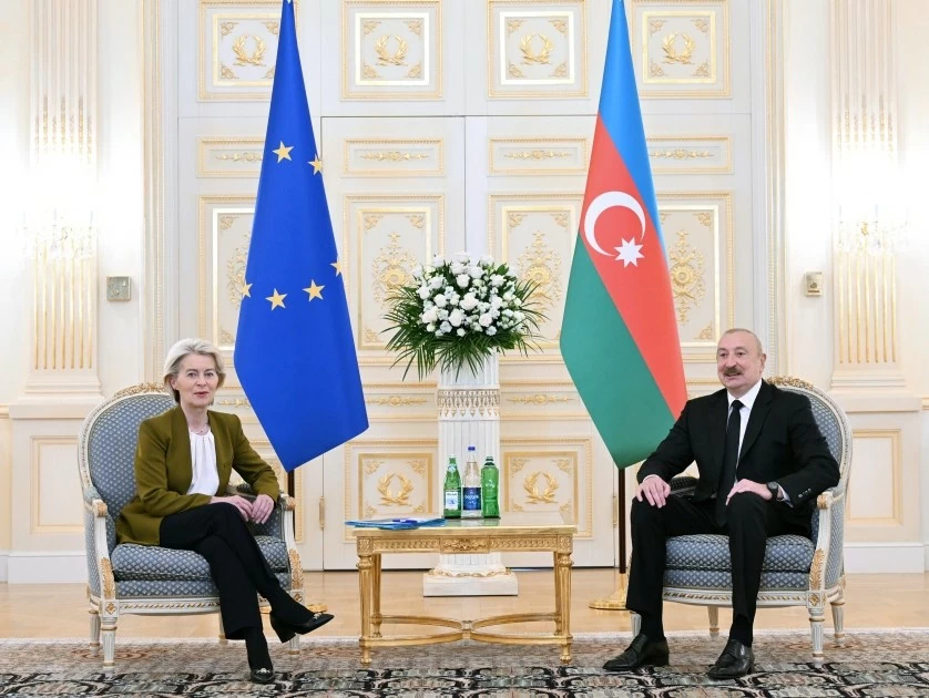 Cuộc hội đàm giữa Chủ tịch EC Ursula von der Leyen và Tổng thống Ilham Aliyev được xem là bước đi đáng chú ý trong nỗ lực gia tăng hiện diện chiến lược của EU tại khu vực Nam Caucasus. (Nguồn: Trend News Agency)