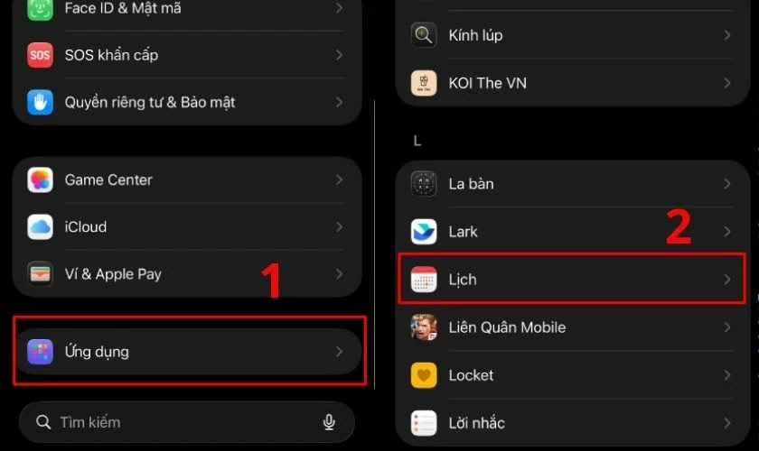 Truy cập phần cài đặt của ứng dụng Lịch. Truy cập phần cài đặt của ứng dụng Lịch.