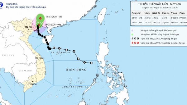 Cập nhật tình hình bão số 1: Ven biển phía Bắc tỉnh Quảng Ninh nguy cơ gió mạnh, sẽ suy yếu trong hôm nay (5/7)