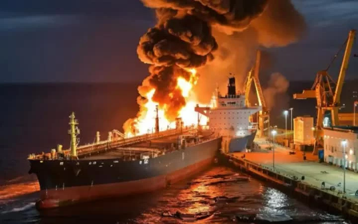 Nga cáo buộc máy bay không người lái của Ukraine tấn công một tàu chở dầu khi phương tiện đang tiến vào kênh đào Azov - Biển Đen. (Nguồn: YYH)