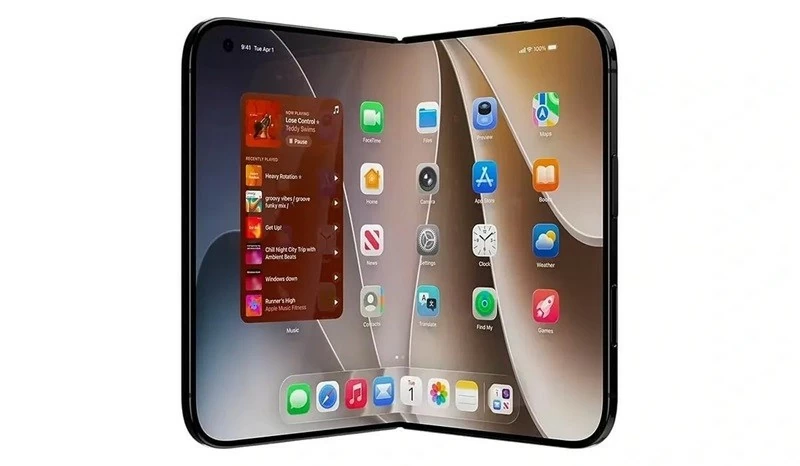 Hình ảnh minh họa chiếc iPhone màn hình gập của Apple. Hình ảnh minh họa chiếc iPhone màn hình gập của Apple.