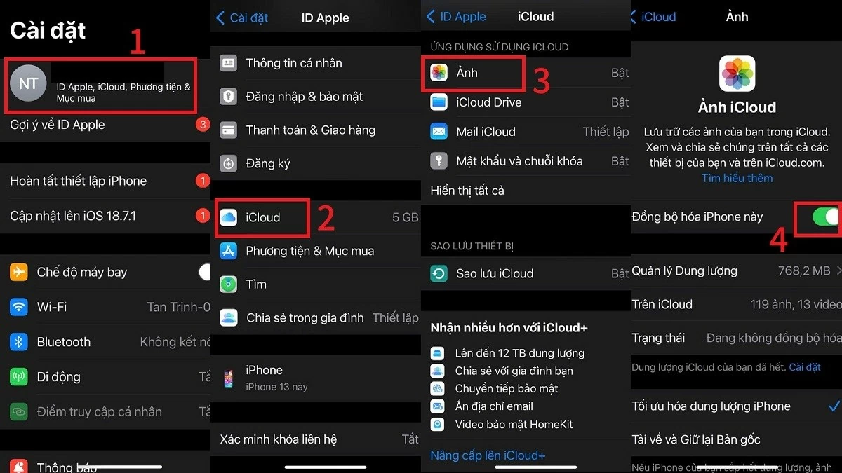 Tắt đồng bộ Ảnh iCloud.